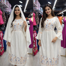 Charger l'image dans la galerie, Robe cotton samia avec grand châle
