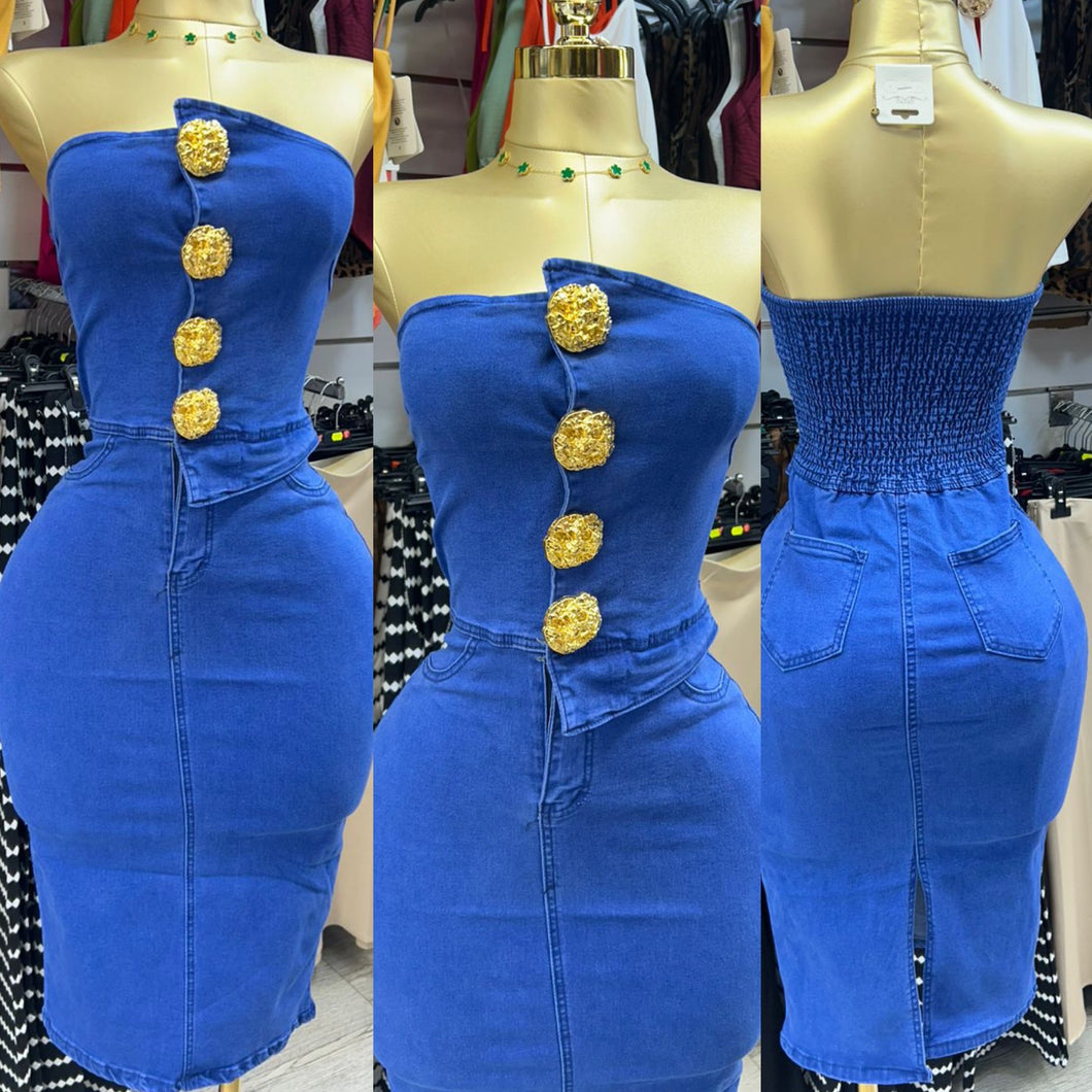 Robe en jeans boutons