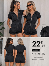 Charger l'image dans la galerie, Combi short jeans noir
