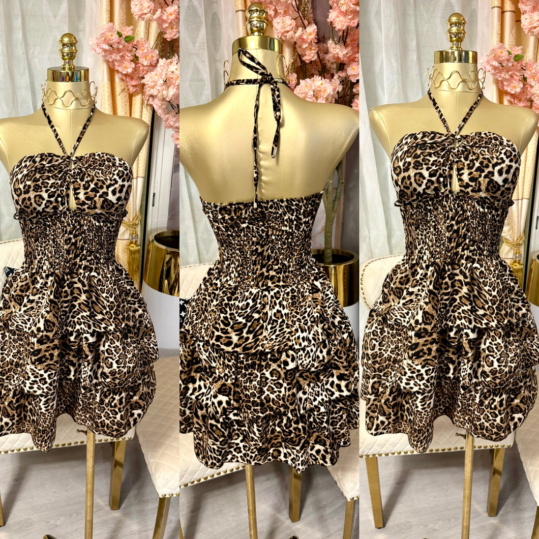 Robe courte Léopard