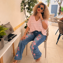 Charger l'image dans la galerie, Pantalon jeans fleurs
