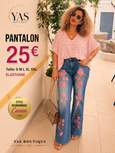 Charger l'image dans la galerie, Pantalon jeans fleurs
