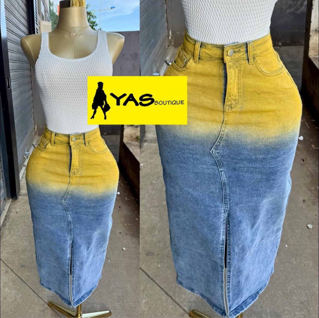 Jupe jeans bi color