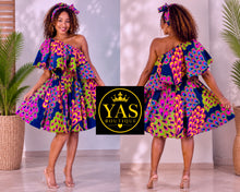 Charger l'image dans la galerie, Robe african queen asymétrique avec foulard

