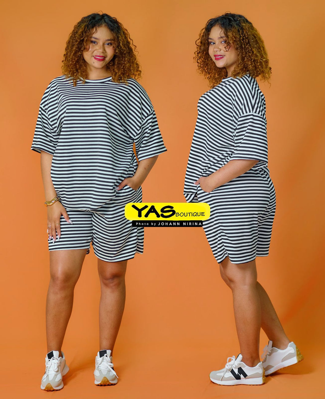 Ensemble short rayé