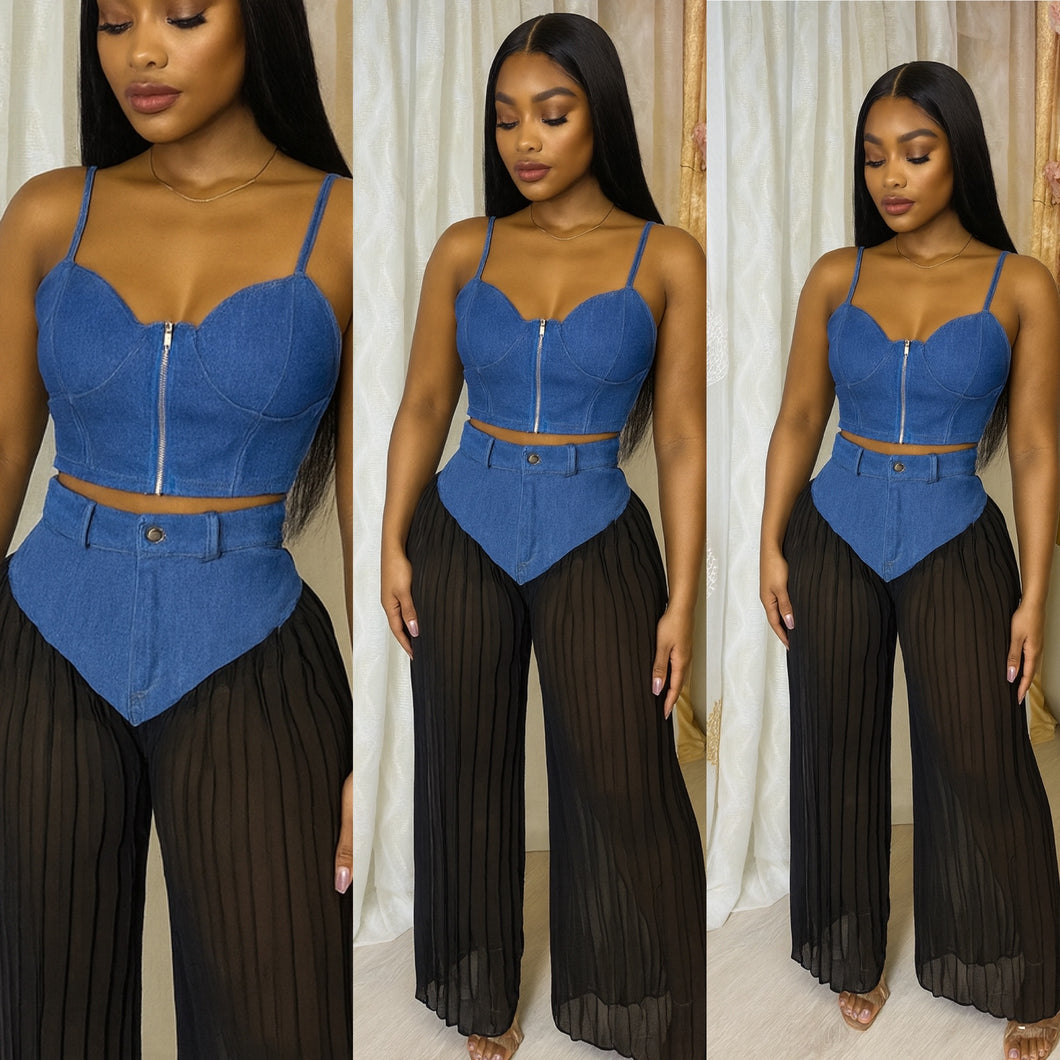 Ensemble jeans plissé