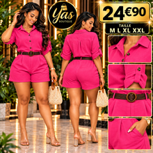 Charger l'image dans la galerie, Ensemble chemise et short ceinture
