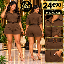 Charger l'image dans la galerie, Ensemble chemise et short ceinture
