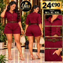Charger l'image dans la galerie, Ensemble chemise et short ceinture
