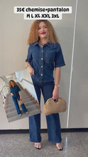Charger et lire la vidéo dans la visionneuse de la Galerie, Ensemble chemise et pantalon jeans
